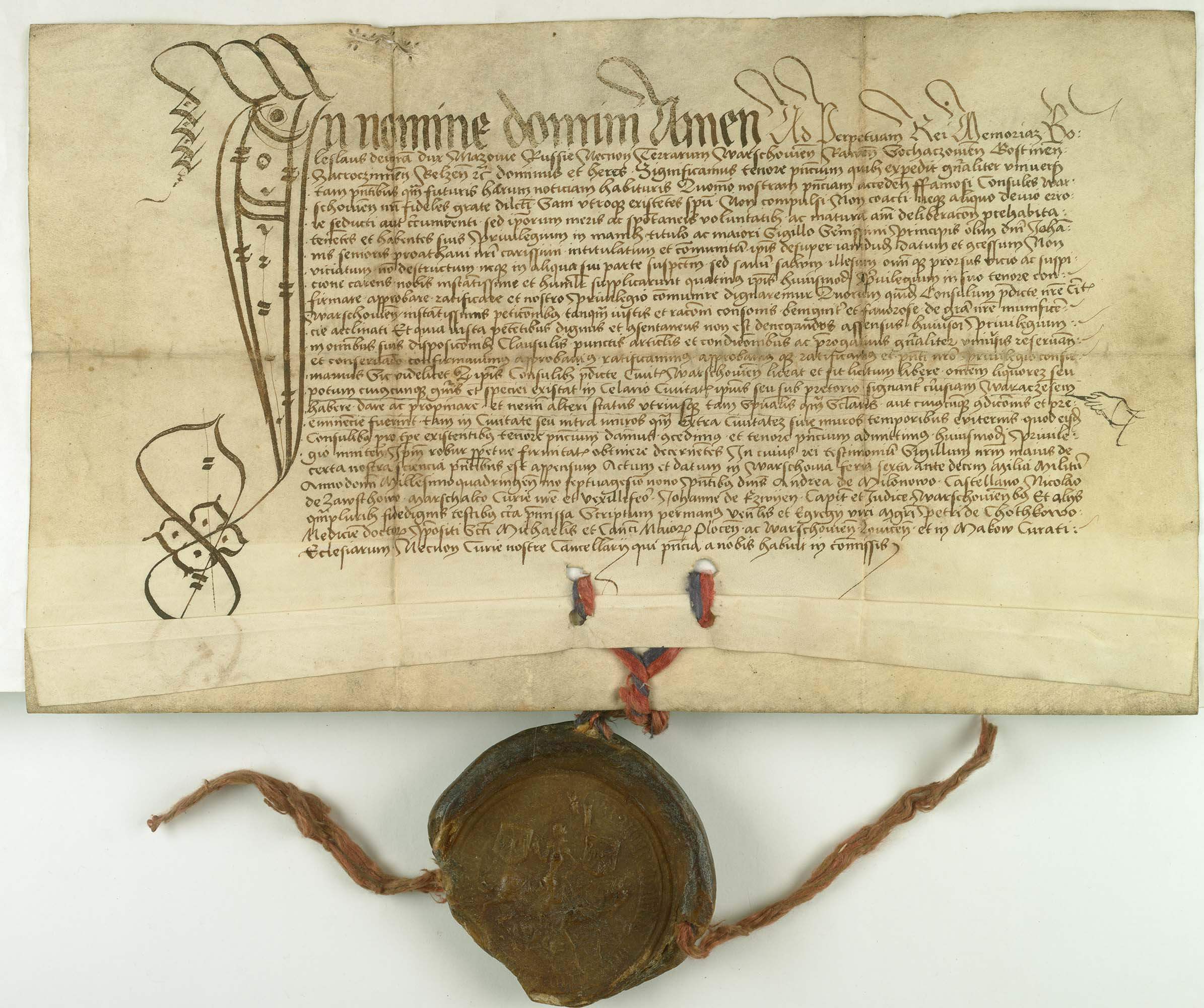 1479 document by Boleslaw V, confirming the beer privilege of 1478, courtesy of the Central Archives of Historical Records, no. 1535