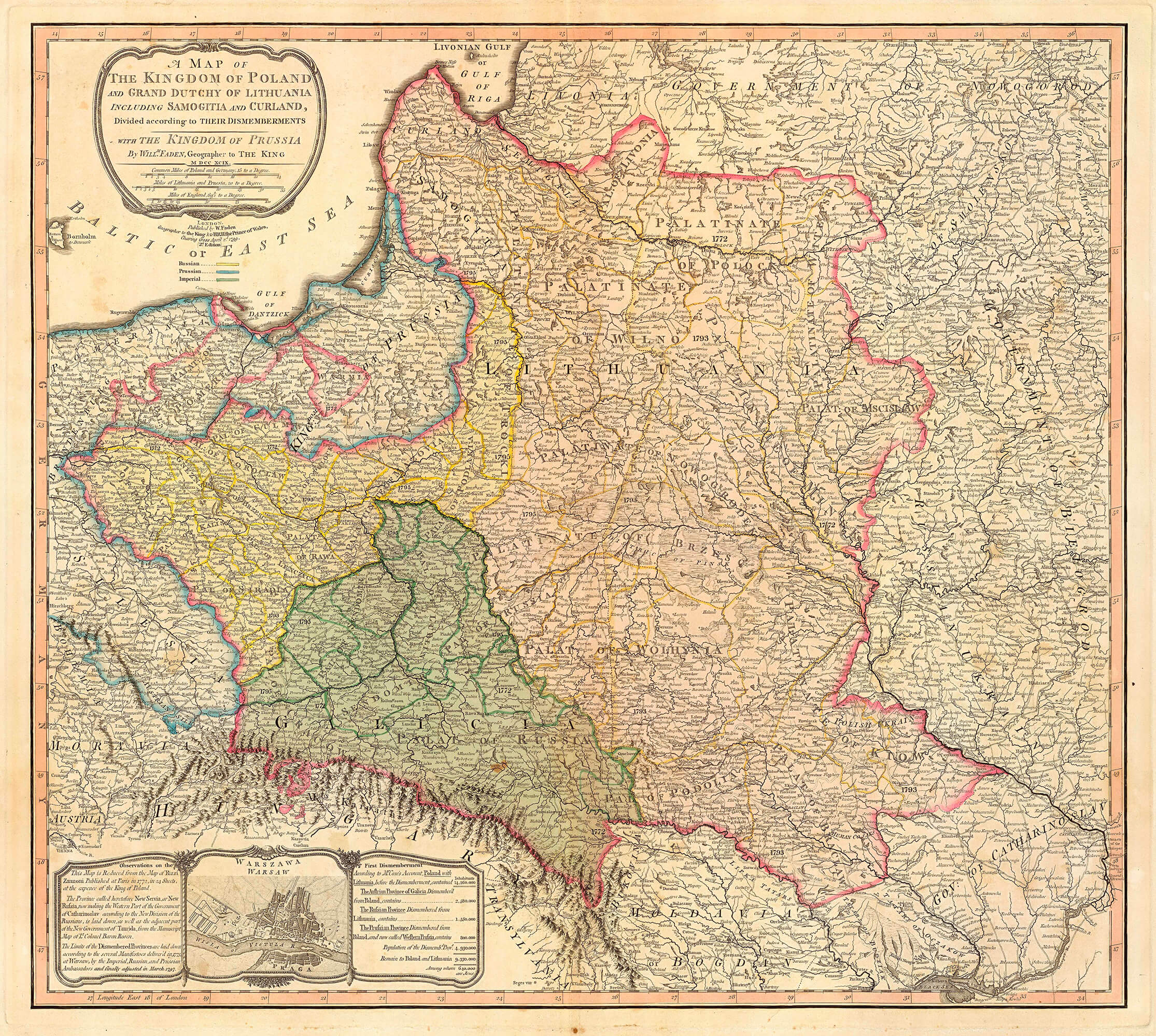 Mapa Polski podzielonej między zaborców, k. XVIII w.